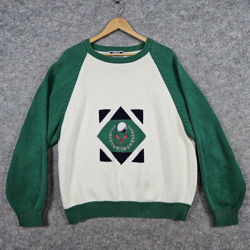 Sutter Grant‎ Men's Sweater Golf Theme Size XL Pullover LIGHT SPOTS 100% Cotton